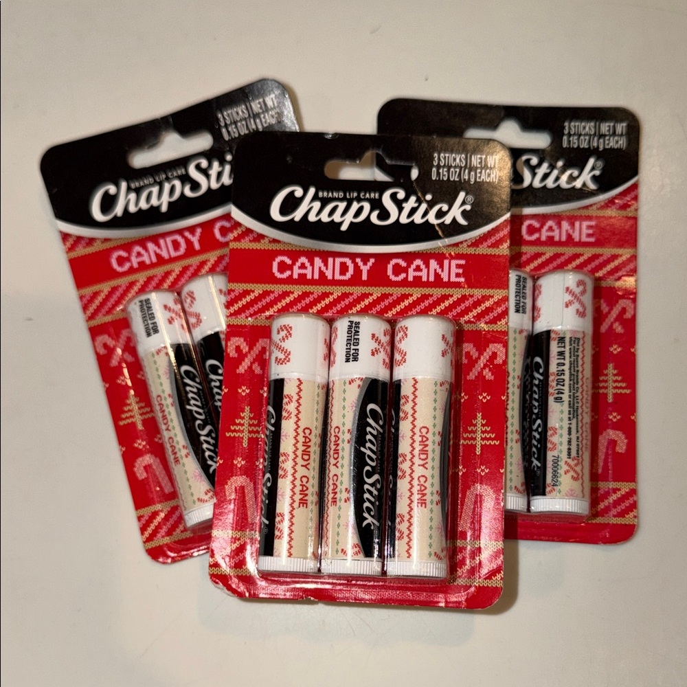 NWT ChapStick Candy Cane Lip Balm Set, 3 packs (total 9 sticks)